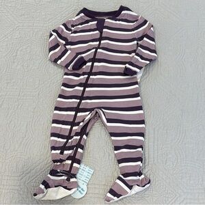 ZippyJamz | Organic Purple and White Baby Footie | 6-9 months